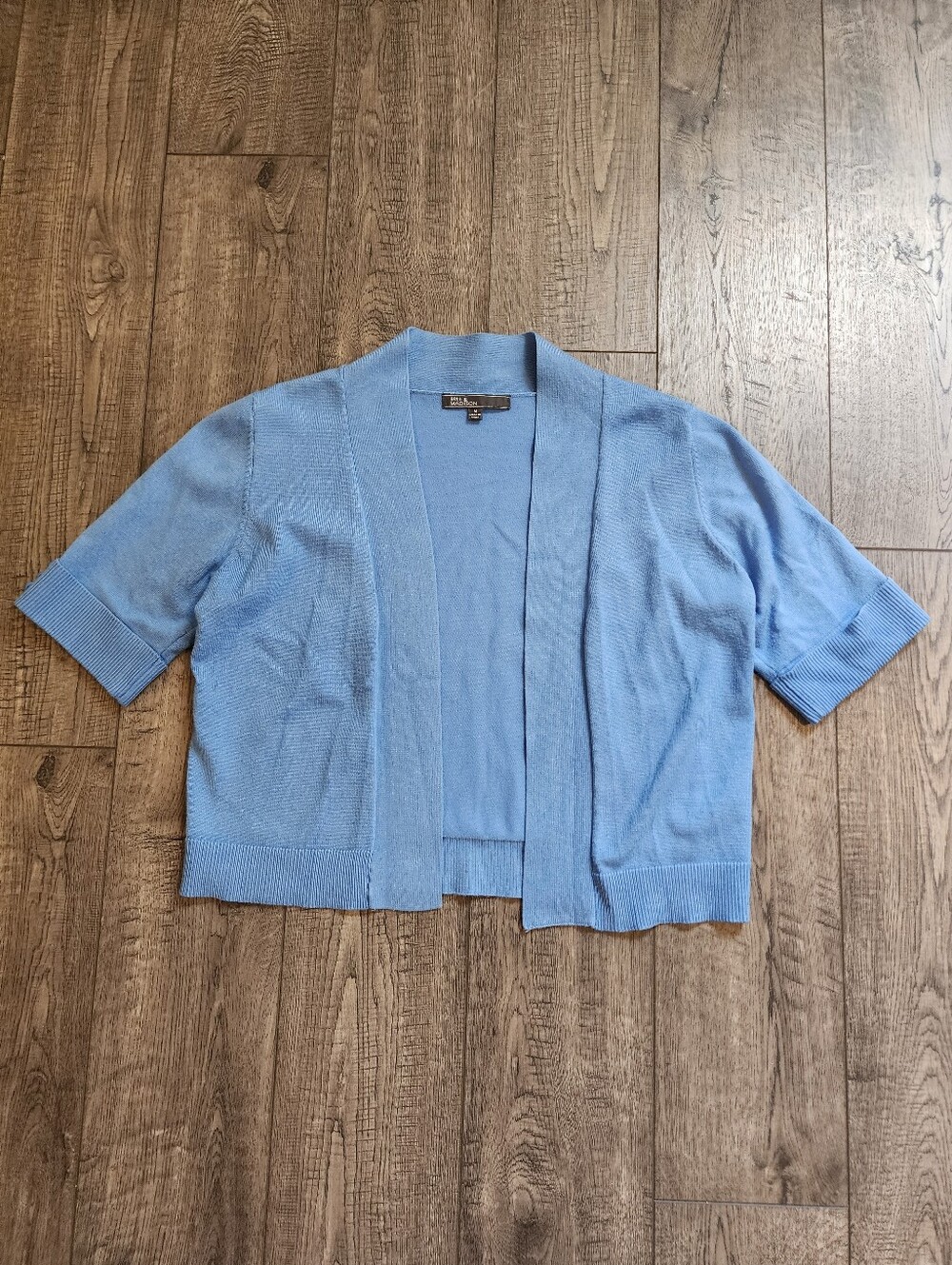 89th & Madison Women's Size M Cardigan Short Sleeve Open Front Blue